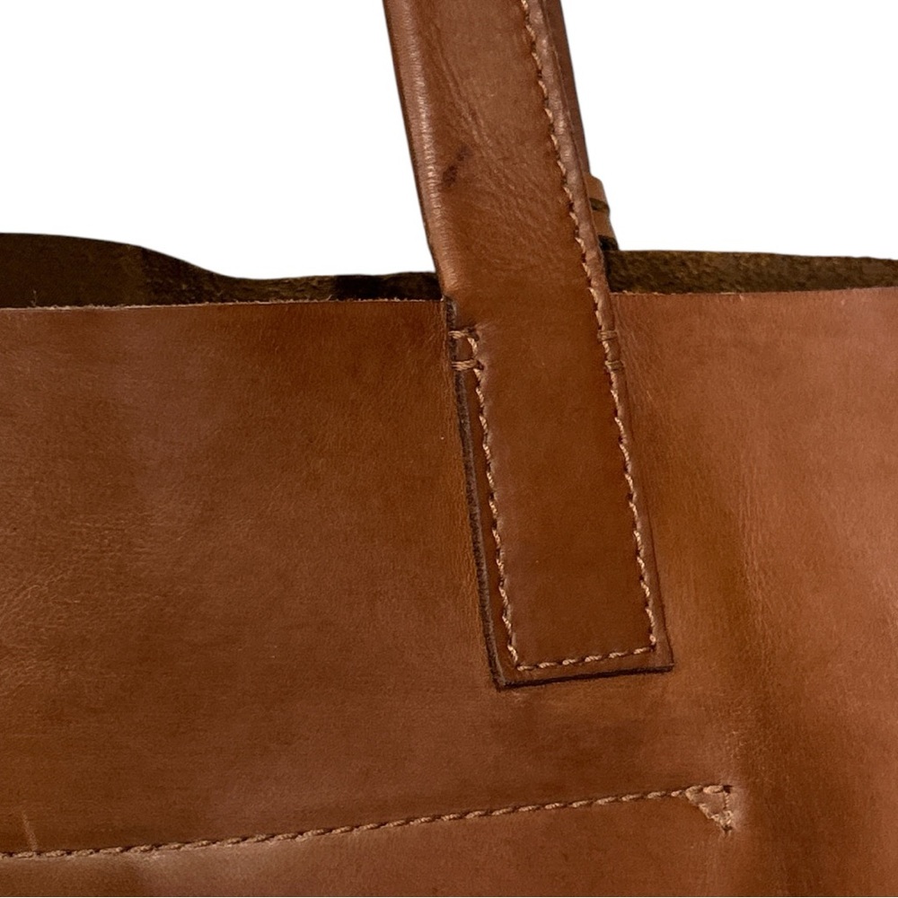 Frye Carson Leather Tote Dual Handles Open Top Bag Brown - Picture 8 of 12